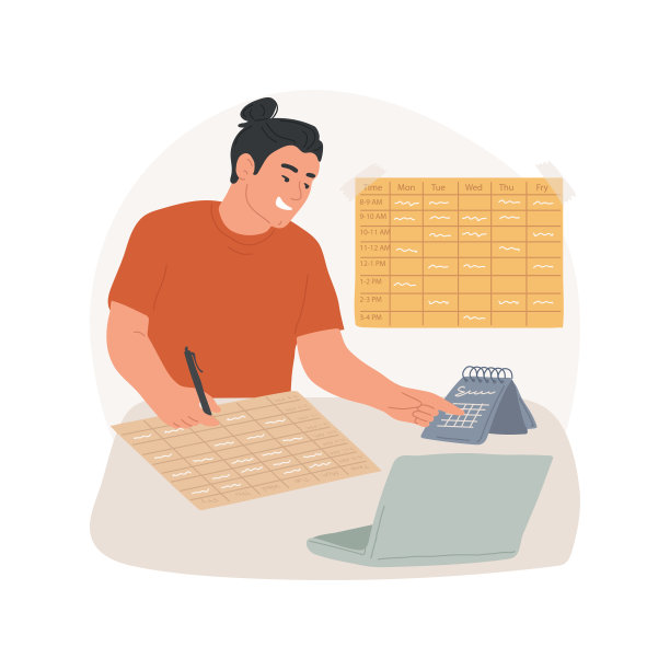 创建每日时间表孤立的卡通矢量插图。图片下载