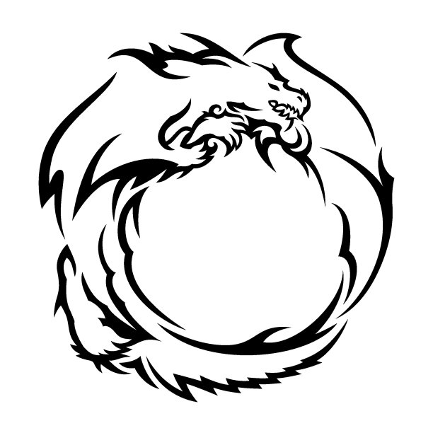 部落纹身矢量帧与黑龙图片下载