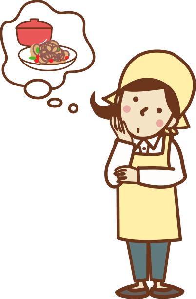 一个穿着围裙的女人在担心菜单。图片下载