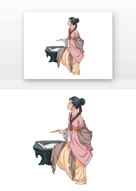 女人拿着书法图片下载