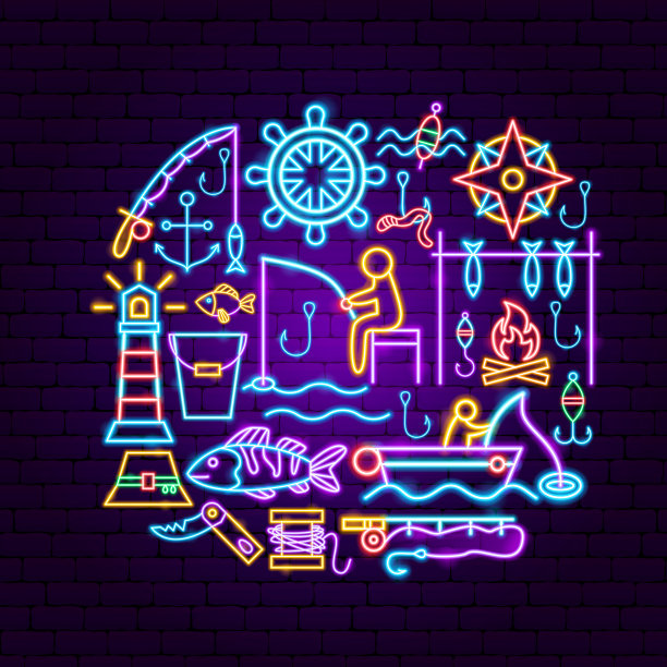 钓鱼爱好霓虹概念图片下载