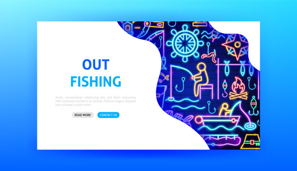 出钓鱼霓虹灯登陆页图片下载