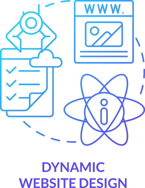 动态网站设计蓝色渐变概念图标图片下载