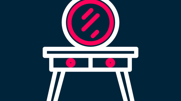 线梳妆台图标孤立在蓝色图片下载