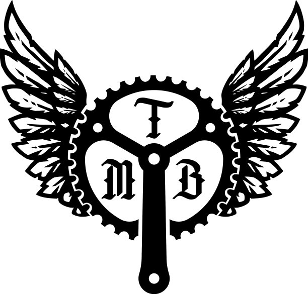 自行车星形和羽翼山地车标志标志图片下载