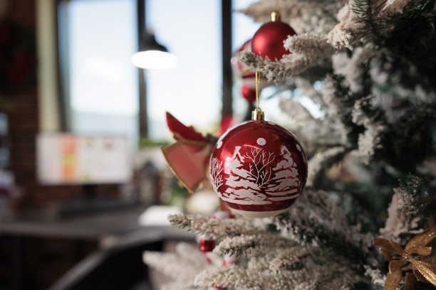 空荡荡的商务办公室里的节日圣诞树图片下载