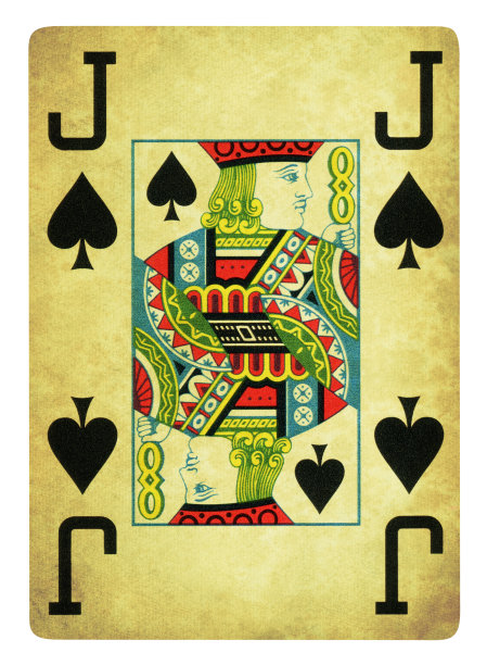 黑桃杰克古董扑克牌-孤立图片下载