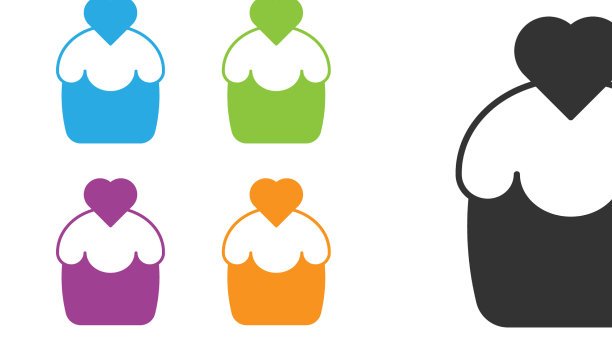 黑色婚礼蛋糕与心脏图标孤立上图片下载