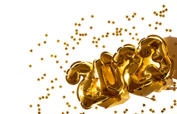 2023号由箔金气球制成。新年的概念。图片下载