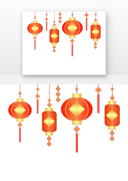 红色中国风国庆如意结灯笼元素图片下载