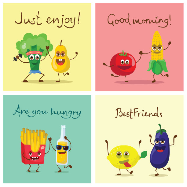 可爱有趣的食物和饮料的人物设置最好图片下载