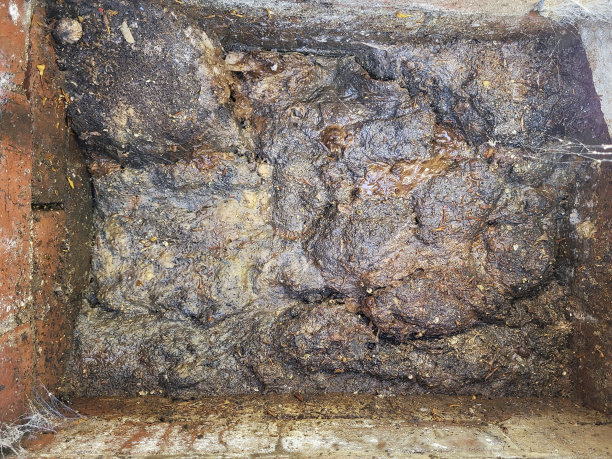 用粪便和湿巾堵住生活污水渠。图片下载