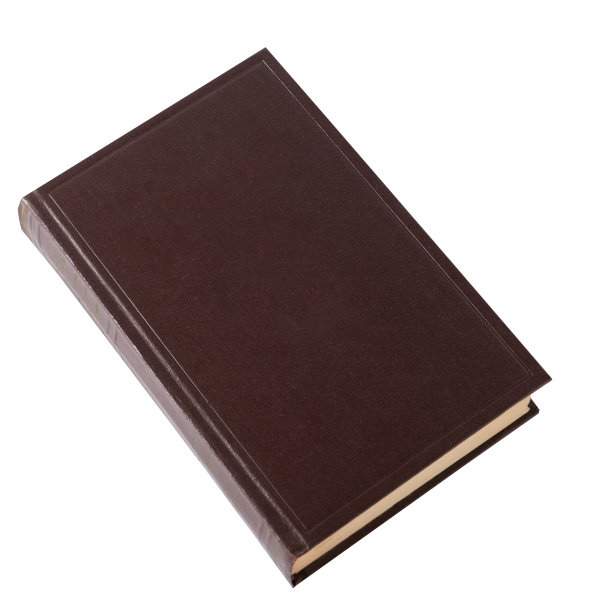 白底孤立的旧书。复古书在皮革封面与空间的文本。Copyspace教科书。图片下载