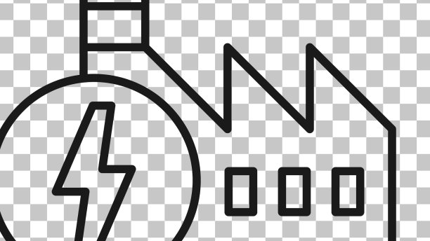 黑线核电站图标孤立上图片下载