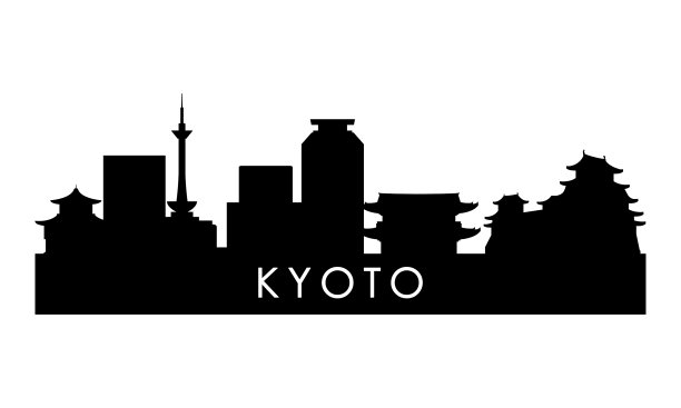 京都天际线剪影黑色京都城市设计图片下载