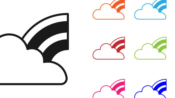 黑色彩虹与云图标孤立在白色图片下载