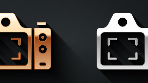 金色和银色相机图标孤立上图片下载