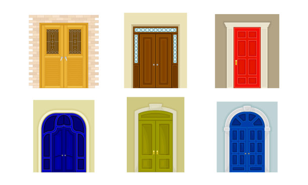 经典的前门设置了木质的房屋入口图片下载