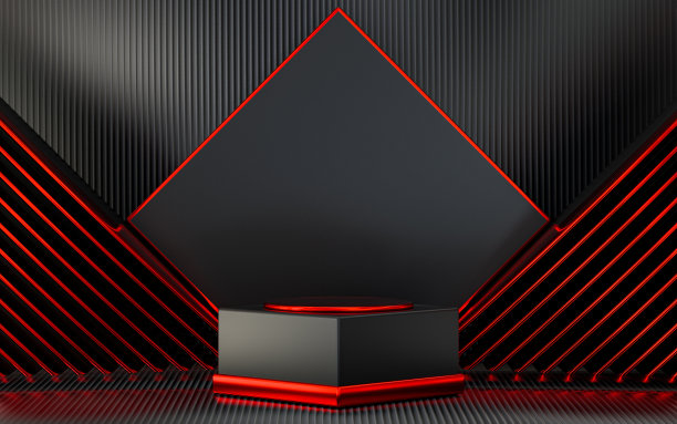 深红色的壁炉台与抽象的背景展示图片下载