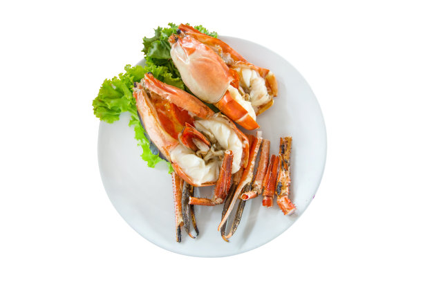 大虾，烤河虾或泰国虾和生菜的俯视图，重点选择性。图片下载