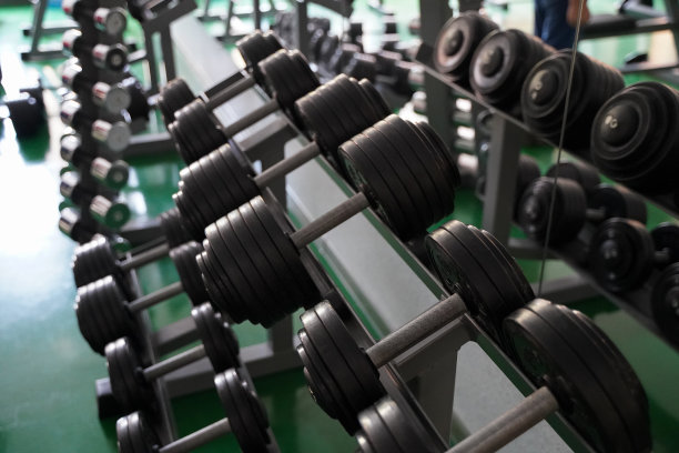 健身房有大量的哑铃和杠铃可供选择图片下载