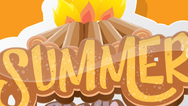 小朋友们用营火参加卡通标志夏令营图片下载