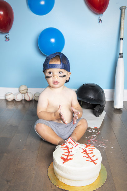 一岁生日蛋糕棒球主题图片下载