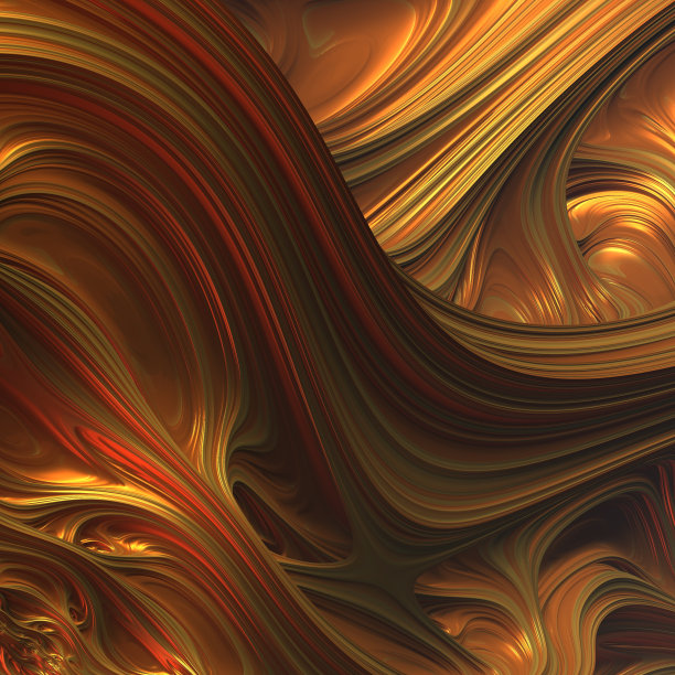 金色的卷曲线条图案。3d插画，3d渲染图片下载