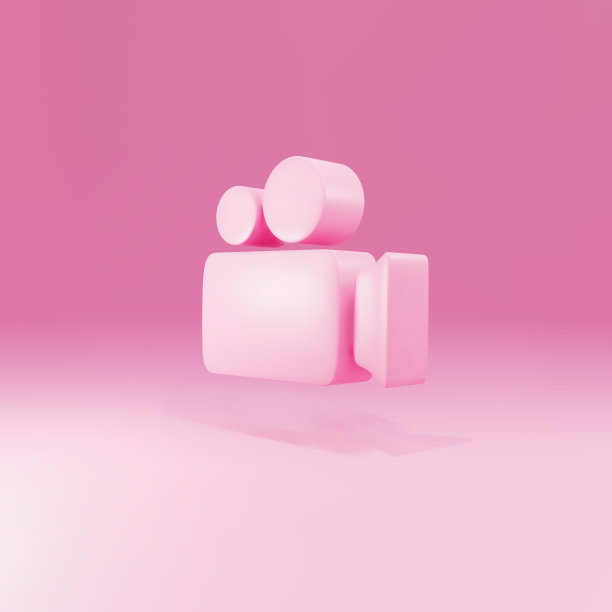3d粉色电影或摄像机图标孤立上图片下载
