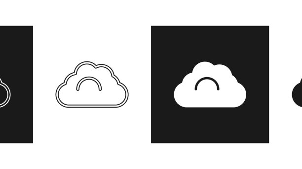 设置阴天图标隔离在黑色和图片下载