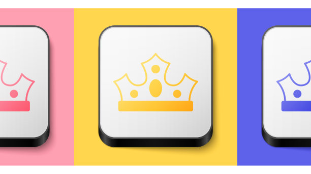 等距王冠图标孤立在粉黄色图片下载