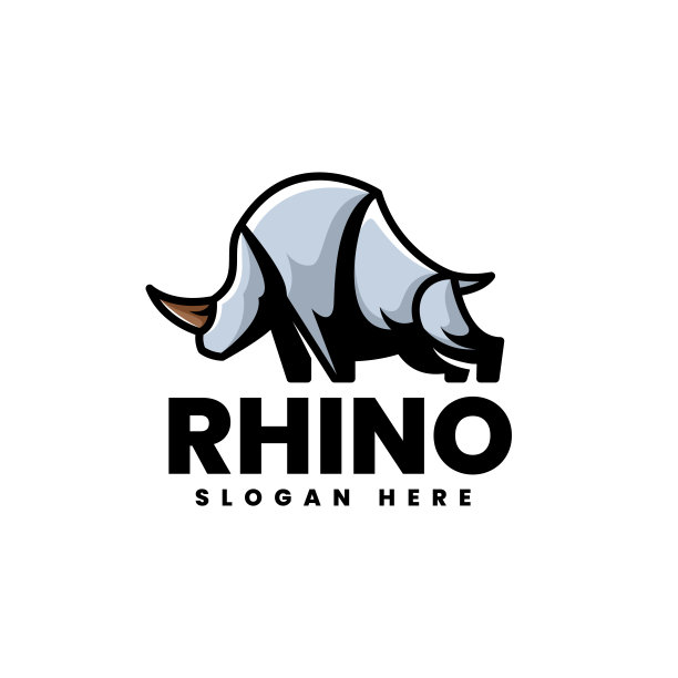 矢量插图犀牛简单的吉祥物风格。图片下载