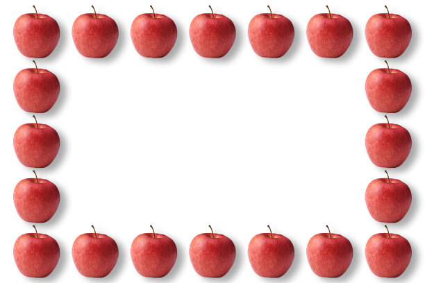 孤立的镜头，红苹果框架上的白色背景图片下载