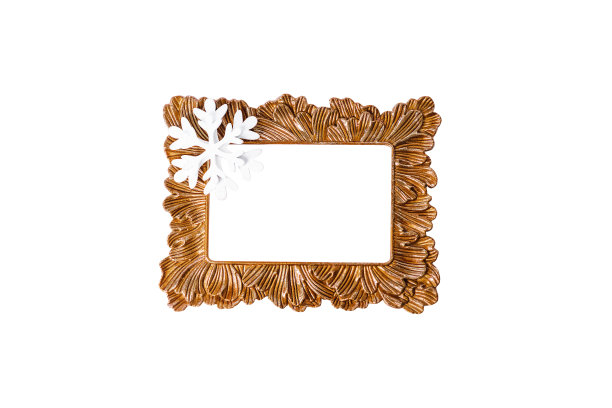 金色框架的文字在白色孤立的背景。副本的空间。简约的圣诞家居装饰。圣诞家居装饰。新年贺卡背景，特写。图片下载