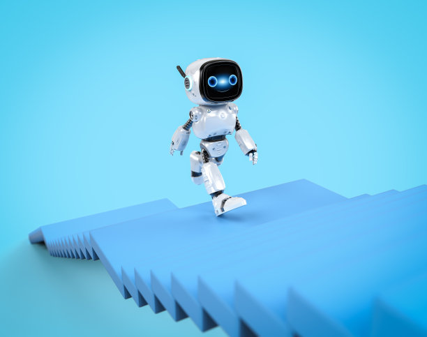 小机器人爬楼梯瞄准目标图片下载