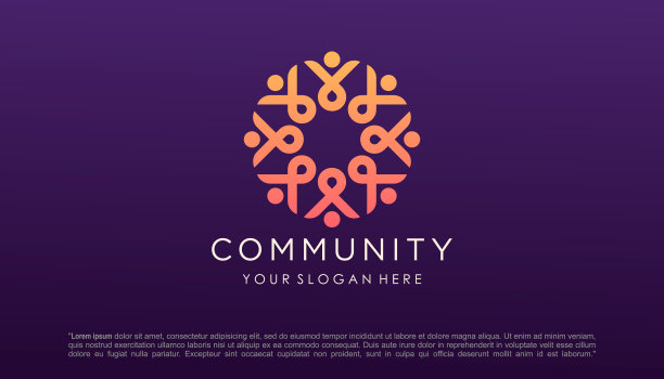 人们在一起标志设计矢量插图。图片下载