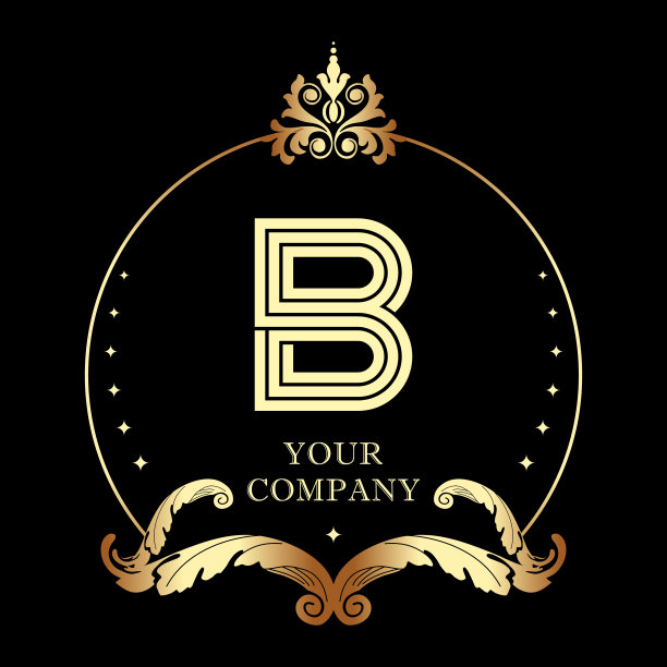字母B字母组合线条风格豪华框架边框装饰标志模板图片下载