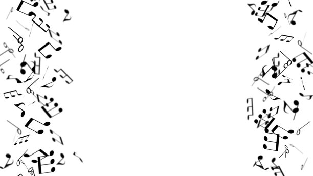 白色背景框架与动态音乐符号图片下载