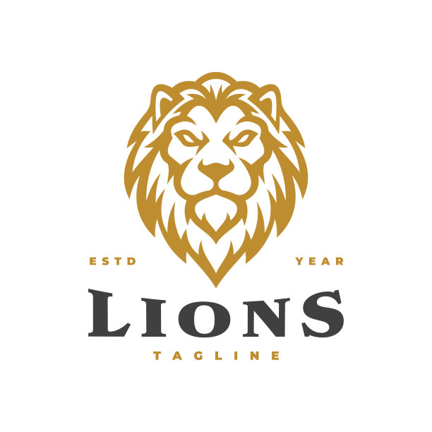 狮子头线条艺术标志设计。狮子矢量图图片下载