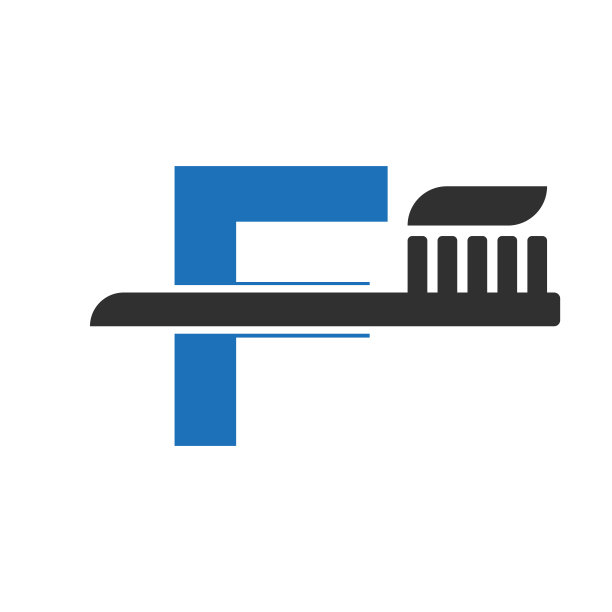 首字母F牙科标志结合牙刷符号模板图片下载