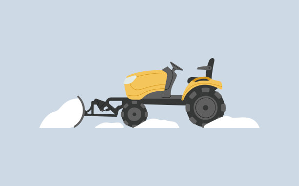 吹雪机。扫雪机。在冬天清除街道上的积雪。图片下载