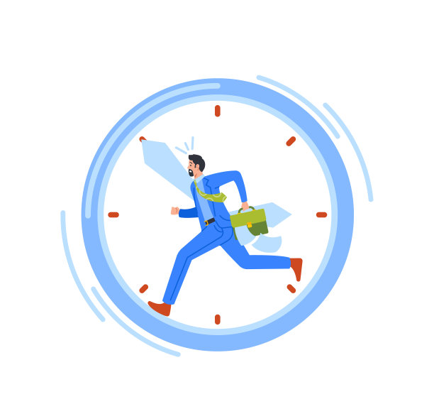 比赛时间，计划和调度工作，最后期限的概念。焦急的商人在巨大的闹钟里快速奔跑图片下载