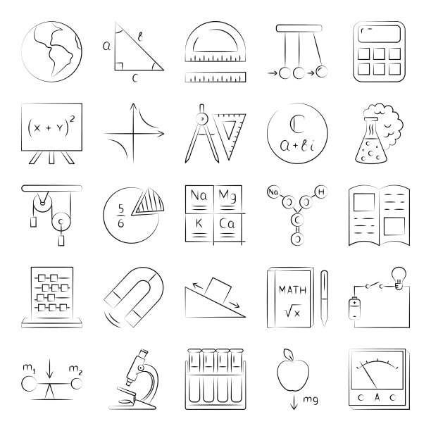 教育图标设置在手绘风格图片下载