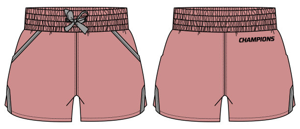 女子运动跑步运动短裤设计平面素描时尚插图的女孩和女士，运动短裤的概念与前面和后面的观点跟踪活动穿。图片下载