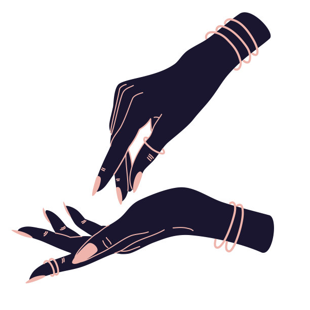 女人的手。女性的手有各种手势。炼金术神秘的魔法天体护身符与魔法之手神圣几何学。矢量插图时尚简约的风格。图片下载