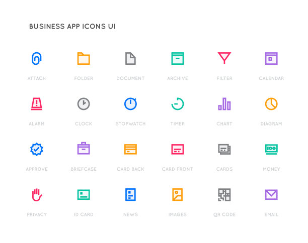 业务用户界面(UI)矢量图标集。高质量的最小排列图标。图片下载