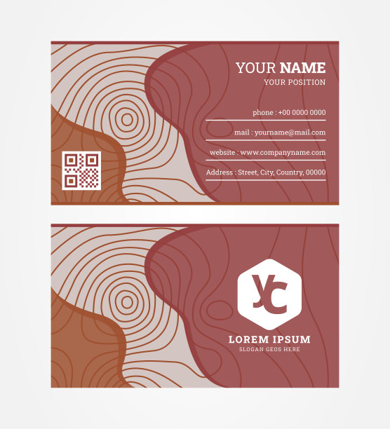 地形图等高线元素背景名片设计模板的横向排版图片下载