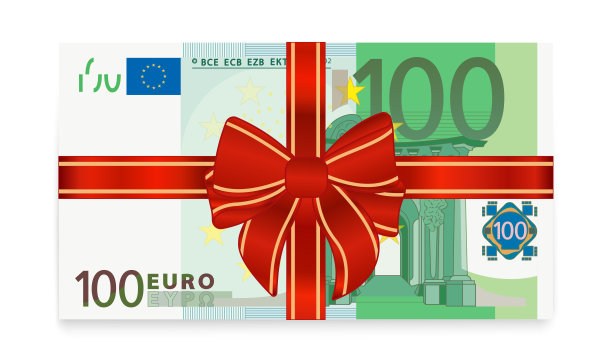 100欧元的礼物。矢量图图片下载
