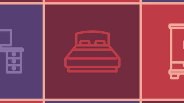 设置线条衣柜大床和办公桌图标图片下载