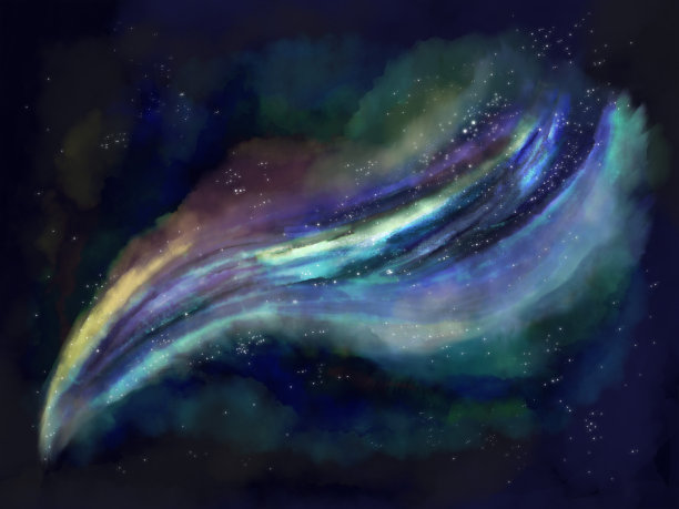 神奇而美丽的背景图像材料的星云，在黑暗中发光的彩虹颜色图片下载